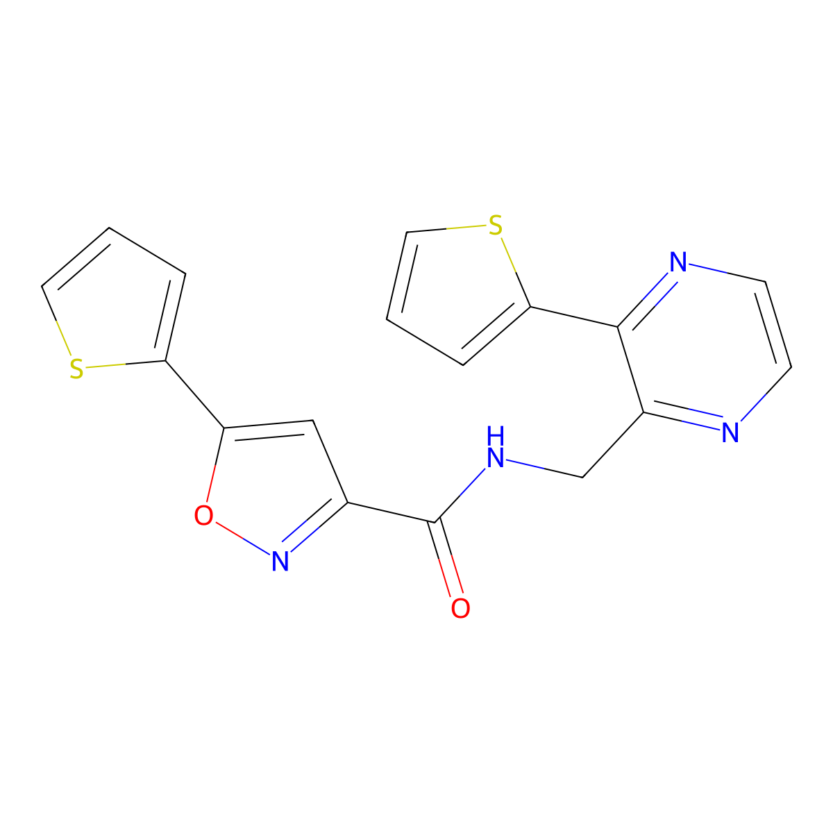 5-(thiophen-2-yl)-N-((3-(thiophen-2-yl)pyrazin-2-yl)methyl)isoxazole-3-carboxamide molecular structure, CAS 2194907-11-2