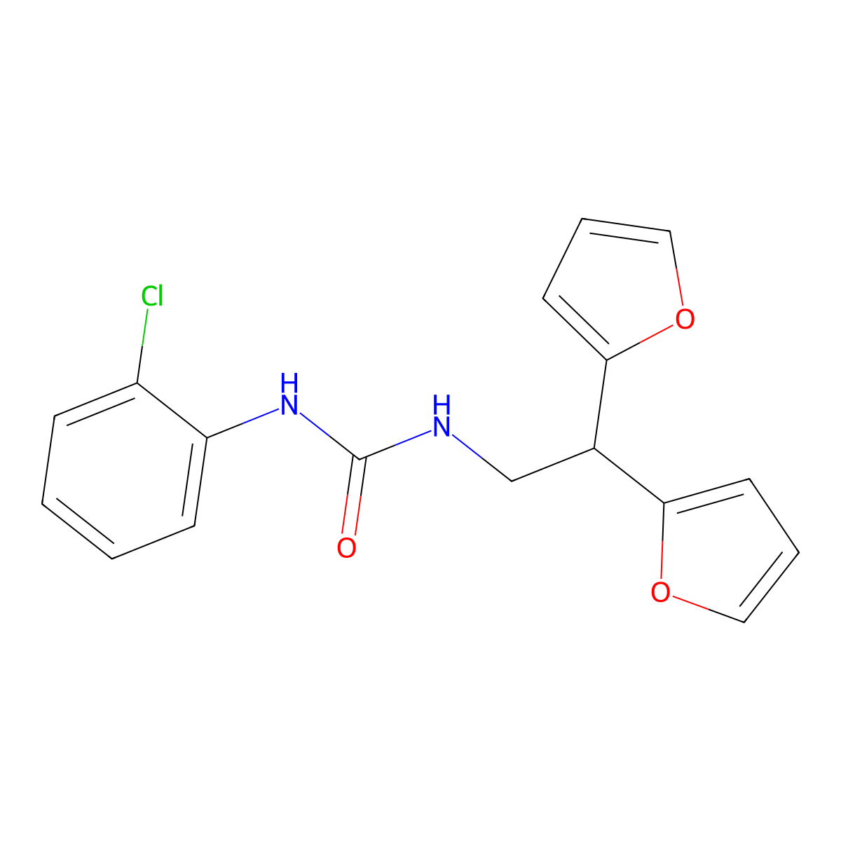 1-(2-Chlorophenyl)-3-(2,2-di(furan-2-yl)ethyl)urea molecular structure, CAS 2194907-24-7