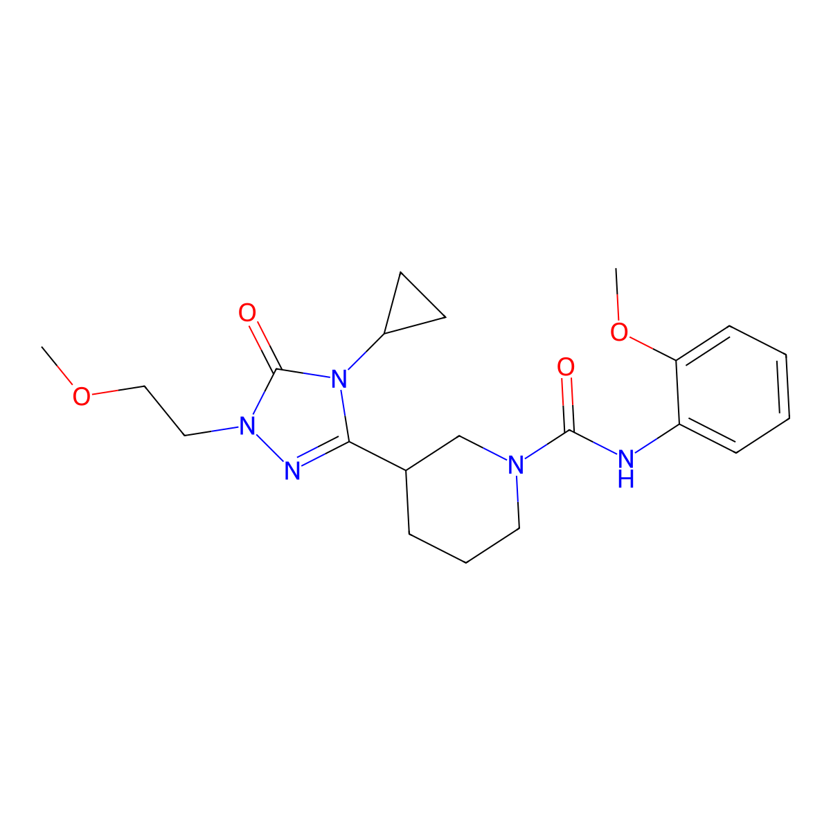 3-[4-cyclopropyl-1-(2-methoxyethyl)-5-oxo-4,5-dihydro-1H-1,2,4-triazol-3-yl]-N-(2-methoxyphenyl)piperidine-1-carboxamide molecular structure, CAS 2194907-49-6