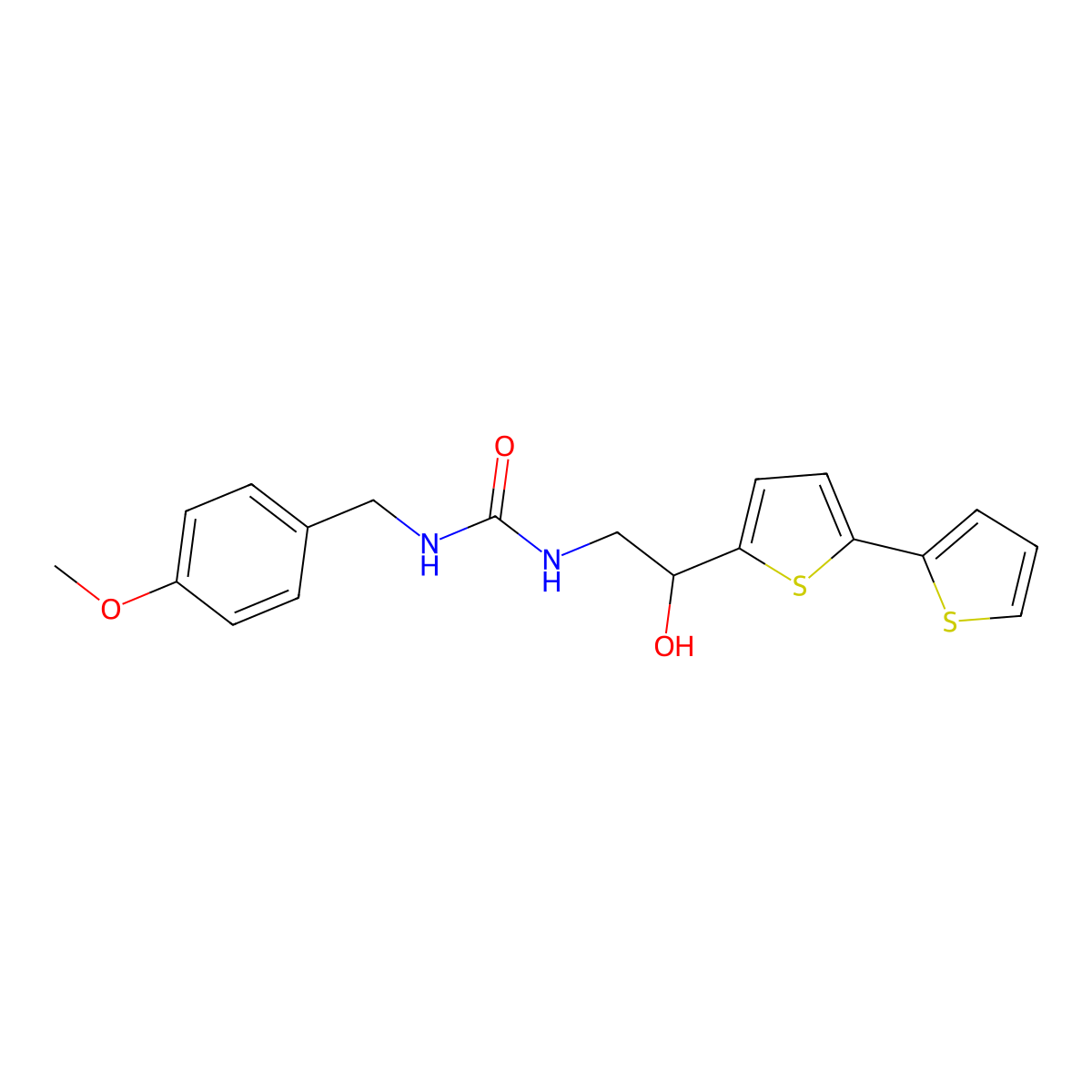 3-(2-{[2,2'-Bithiophene]-5-yl}-2-hydroxyethyl)-1-[(4-methoxyphenyl)methyl]urea molecular structure, CAS 2194908-11-5