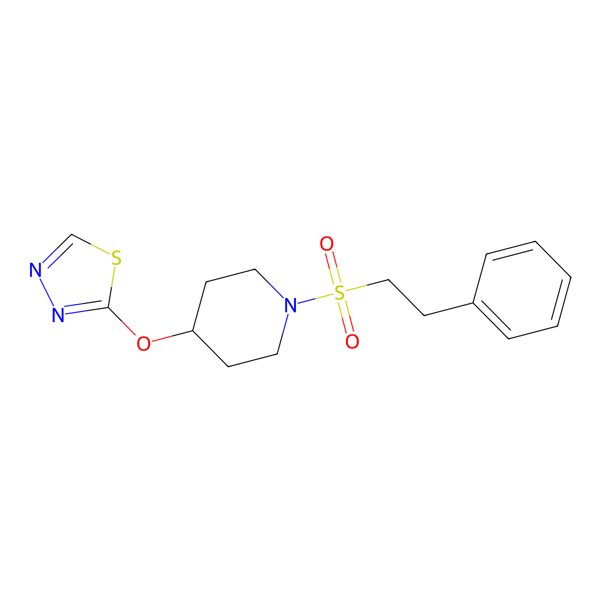 2-((1-(Phenethylsulfonyl)piperidin-4-yl)oxy)-1,3,4-thiadiazole molecular structure, CAS 2194908-24-0