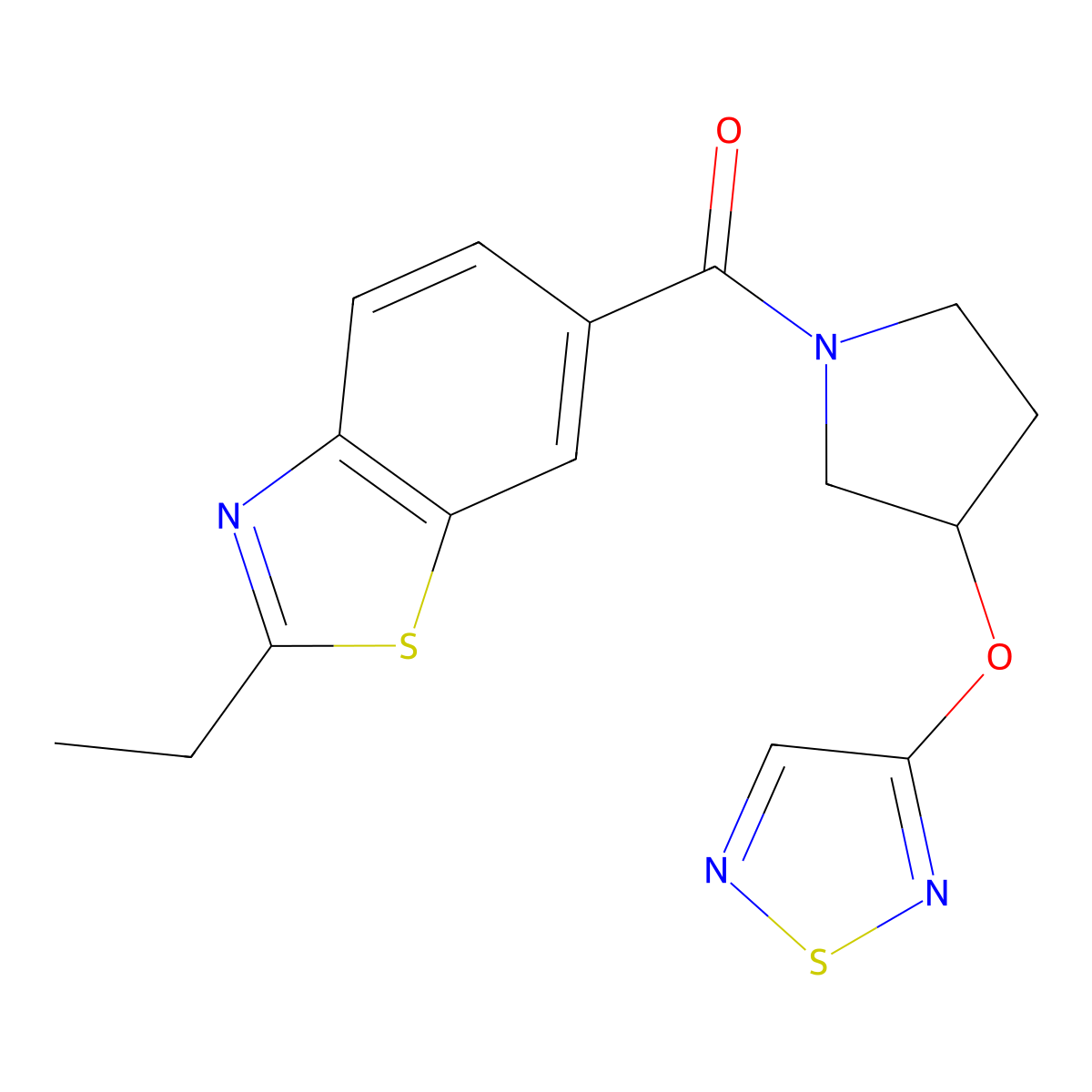 2-Ethyl-6-[3-(1,2,5-thiadiazol-3-yloxy)pyrrolidine-1-carbonyl]-1,3-benzothiazole molecular structure, CAS 2194908-60-4