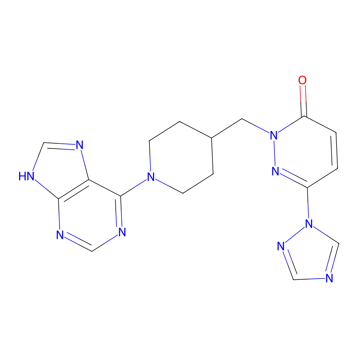 2-{[1-(9H-purin-6-yl)piperidin-4-yl]methyl}-6-(1H-1,2,4-triazol-1-yl)-2,3-dihydropyridazin-3-one molecular structure, CAS 2194909-00-5