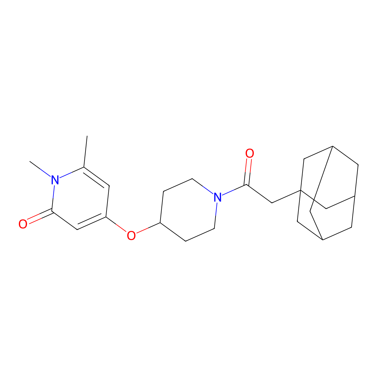 4-({1-[2-(Adamantan-1-yl)acetyl]piperidin-4-yl}oxy)-1,6-dimethyl-1,2-dihydropyridin-2-one molecular structure, CAS 2194909-62-9
