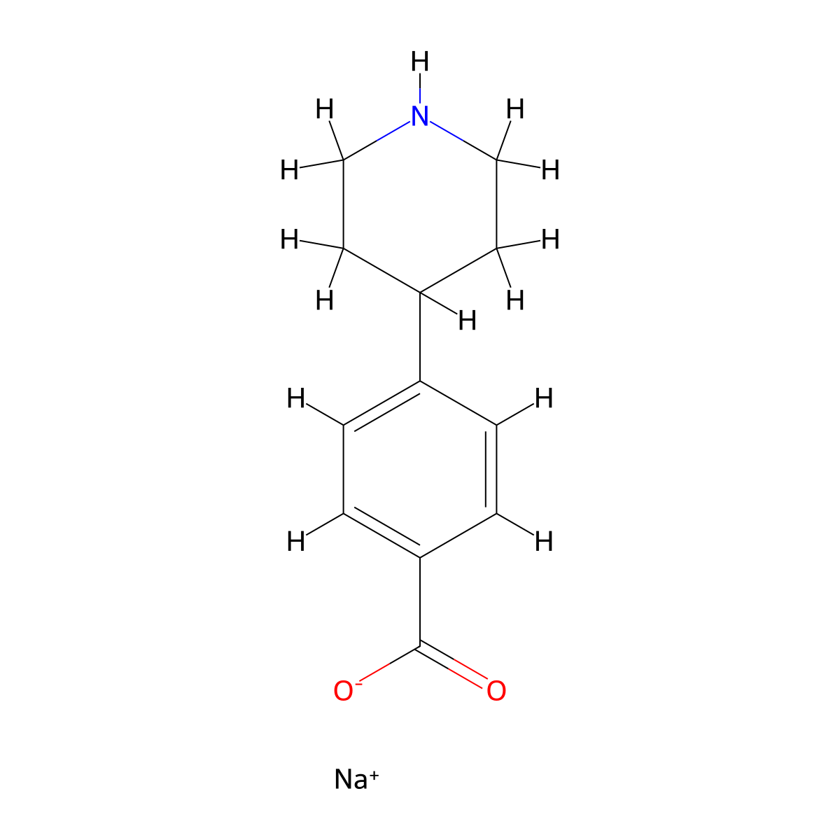 Sodium 4-(piperidin-4-yl)benzoate molecular structure, CAS 219493-01-3
