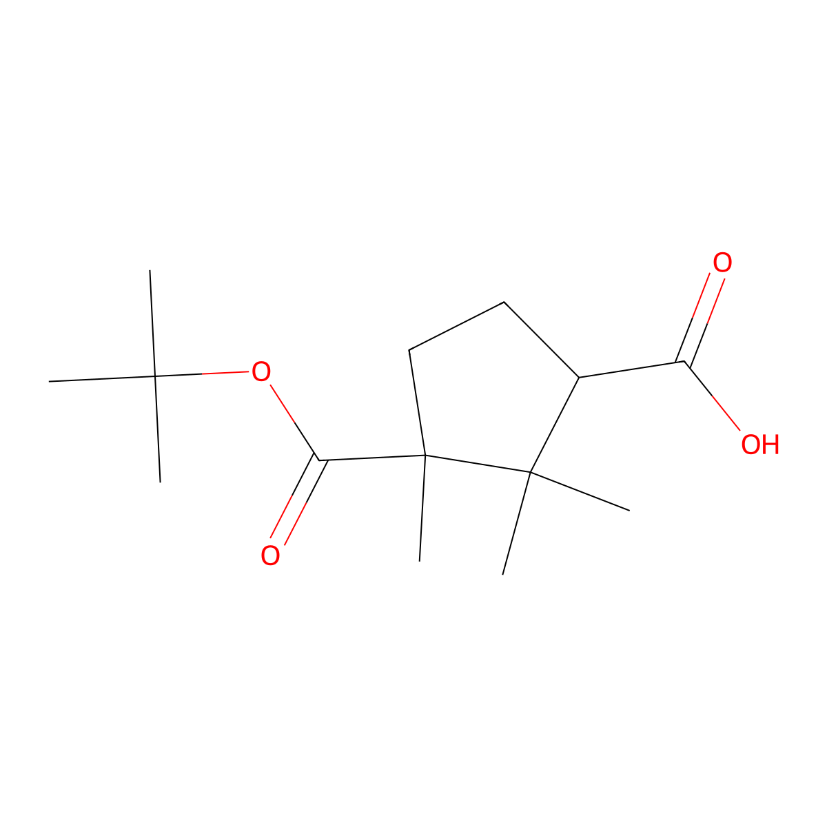 (1R,3S)-3-[(tert-butoxy)carbonyl]-2,2,3-trimethylcyclopentane-1-carboxylic acid molecular structure, CAS 219496-48-7
