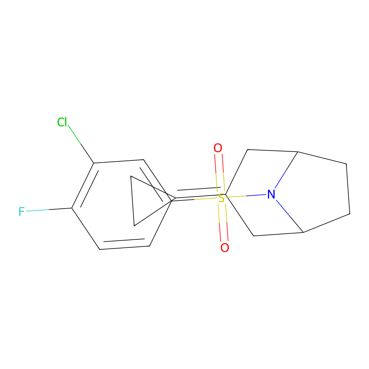 8-(3-Chloro-4-fluorobenzenesulfonyl)-3-cyclopropylidene-8-azabicyclo[3.2.1]octane molecular structure, CAS 2194964-91-3