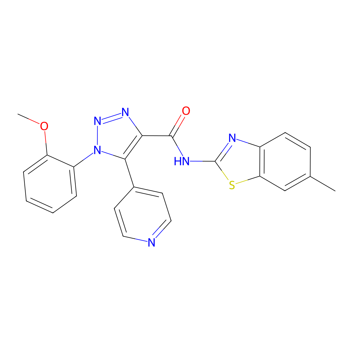 1-(2-methoxyphenyl)-N-(6-methylbenzo[d]thiazol-2-yl)-5-(pyridin-4-yl)-1H-1,2,3-triazole-4-carboxamide molecular structure, CAS 2194965-56-3