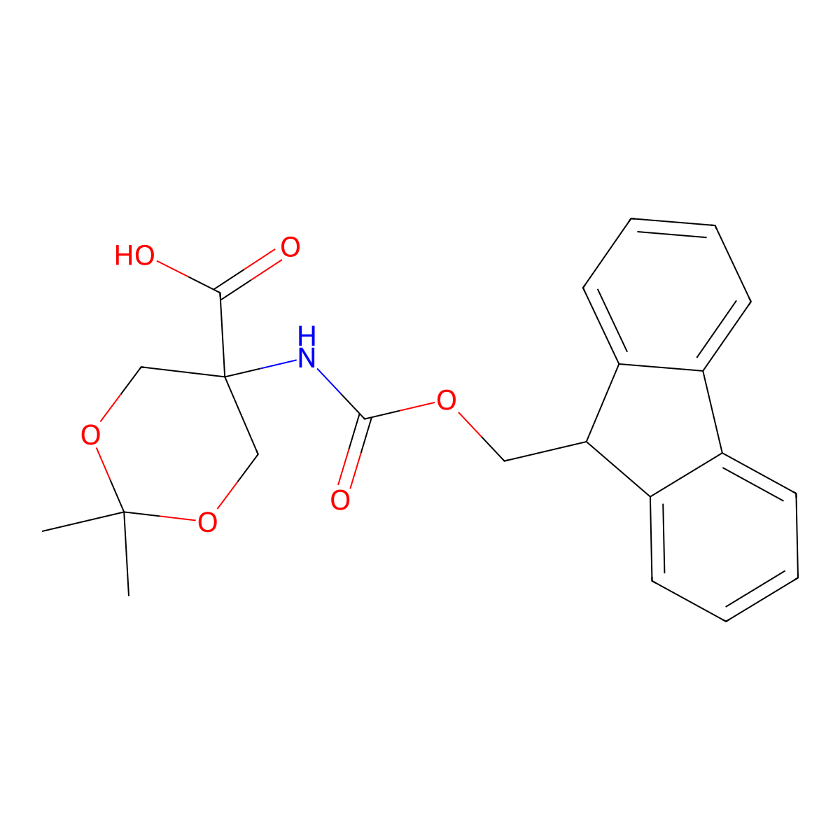 5-({[(9H-fluoren-9-yl)methoxy]carbonyl}amino)-2,2-dimethyl-1,3-dioxane-5-carboxylic acid molecular structure, CAS 219497-68-4