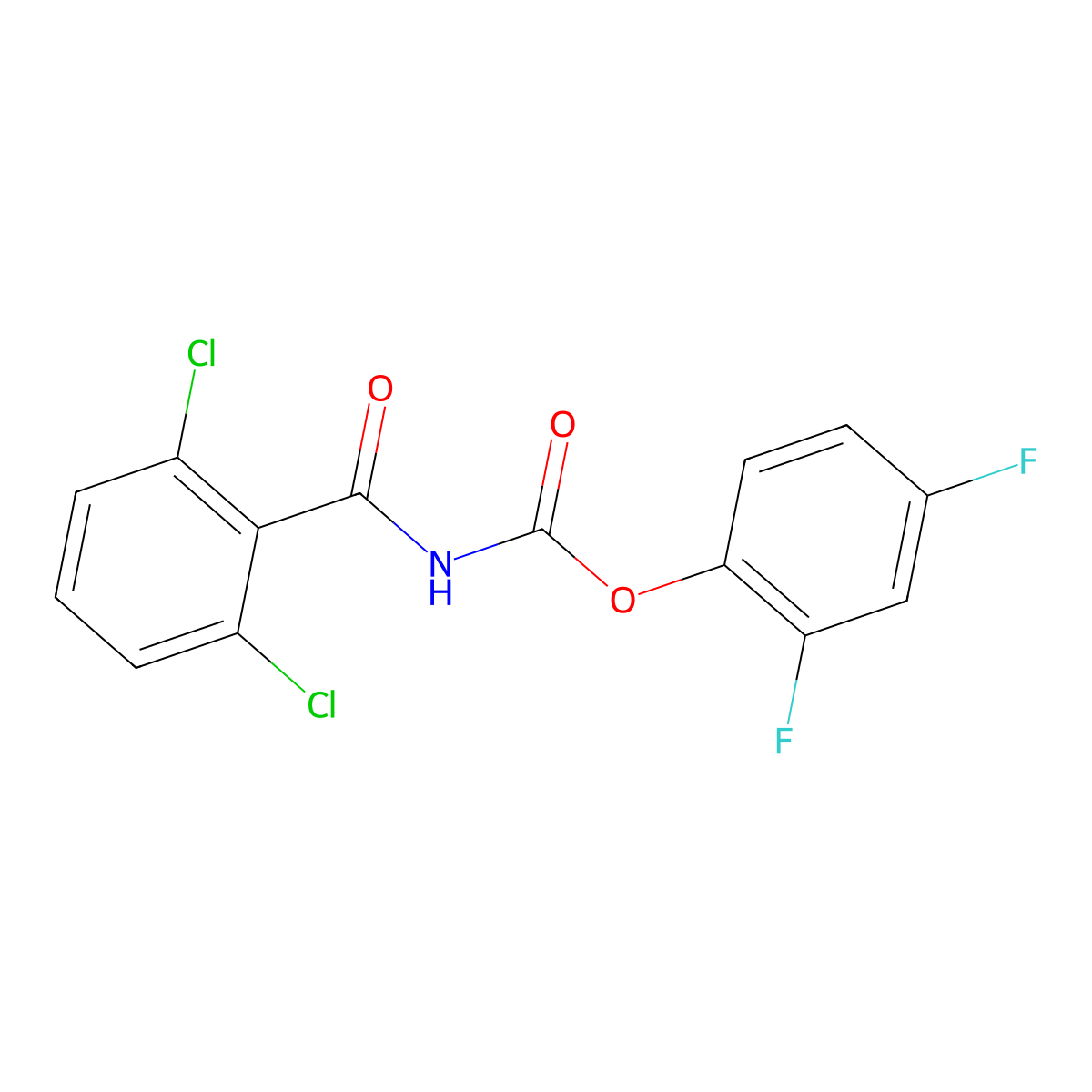 Carbamic acid, (2,6-dichlorobenzoyl)-, 2,4-difluorophenyl ester molecular structure, CAS 219500-10-4