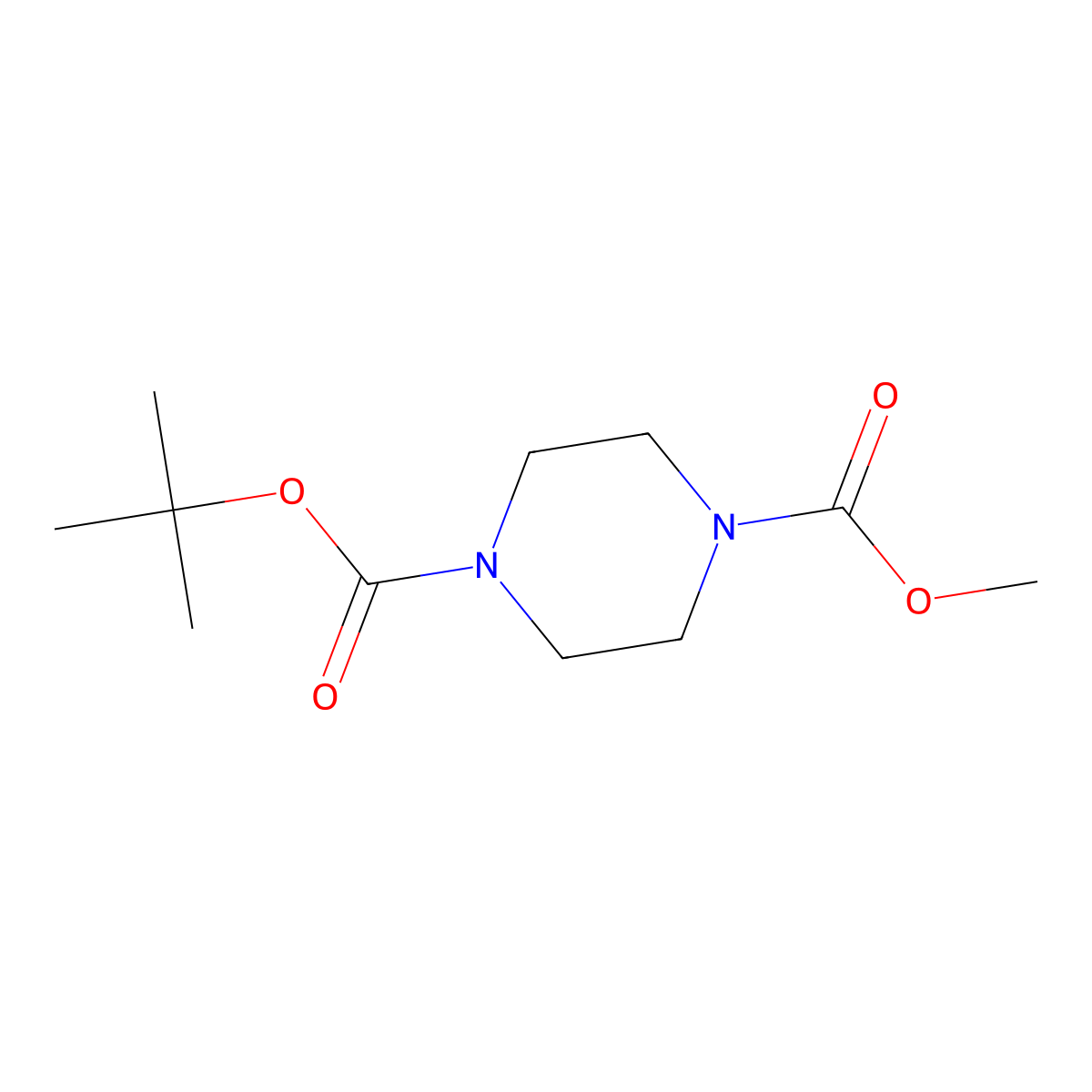 1-tert-Butyl 4-methyl piperazine-1,4-dicarboxylate molecular structure, CAS 219509-79-2