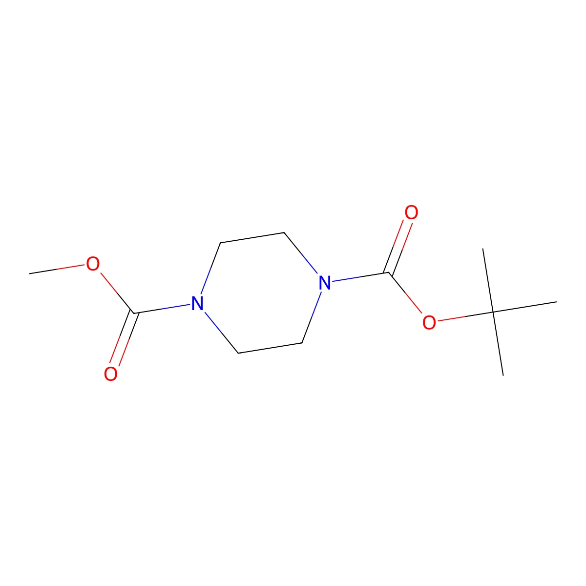 1-tert-Butyl 4-methyl piperazine-1,4-dicarboxylate molecular structure, CAS 219509-79-2
