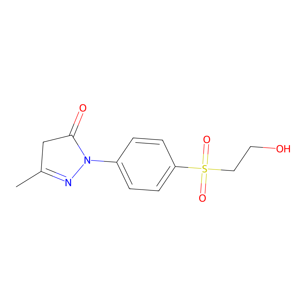 3H-Pyrazol-3-one, 2,4-dihydro-2-(4-((2-hydroxyethyl)sulfonyl)phenyl)-5-methyl- molecular structure, CAS 21951-34-8