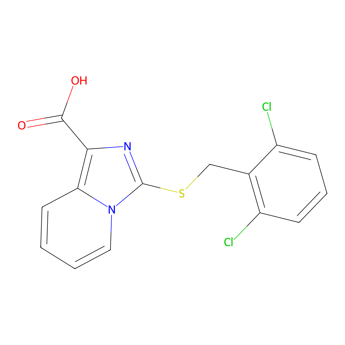 3-((2,6-Dichlorobenzyl)thio)imidazo[1,5-a]pyridine-1-carboxylic acid molecular structure, CAS 219528-98-0