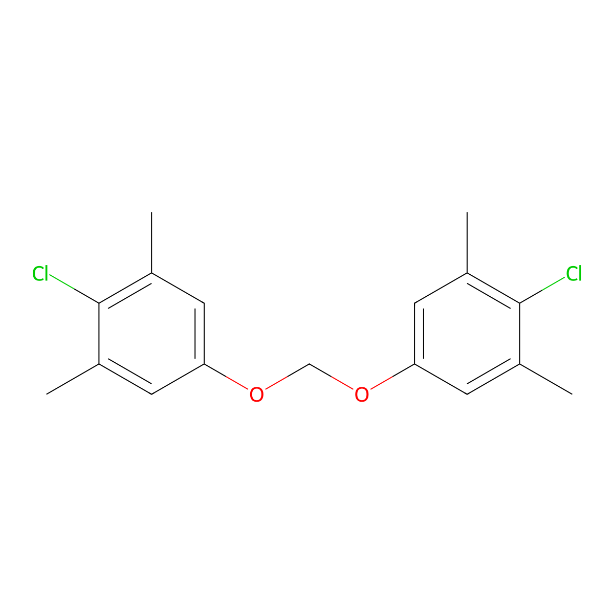 Benzene, 1,1'-[methylenebis(oxy)]bis[4-chloro-3,5-dimethyl- molecular structure, CAS 219529-37-0