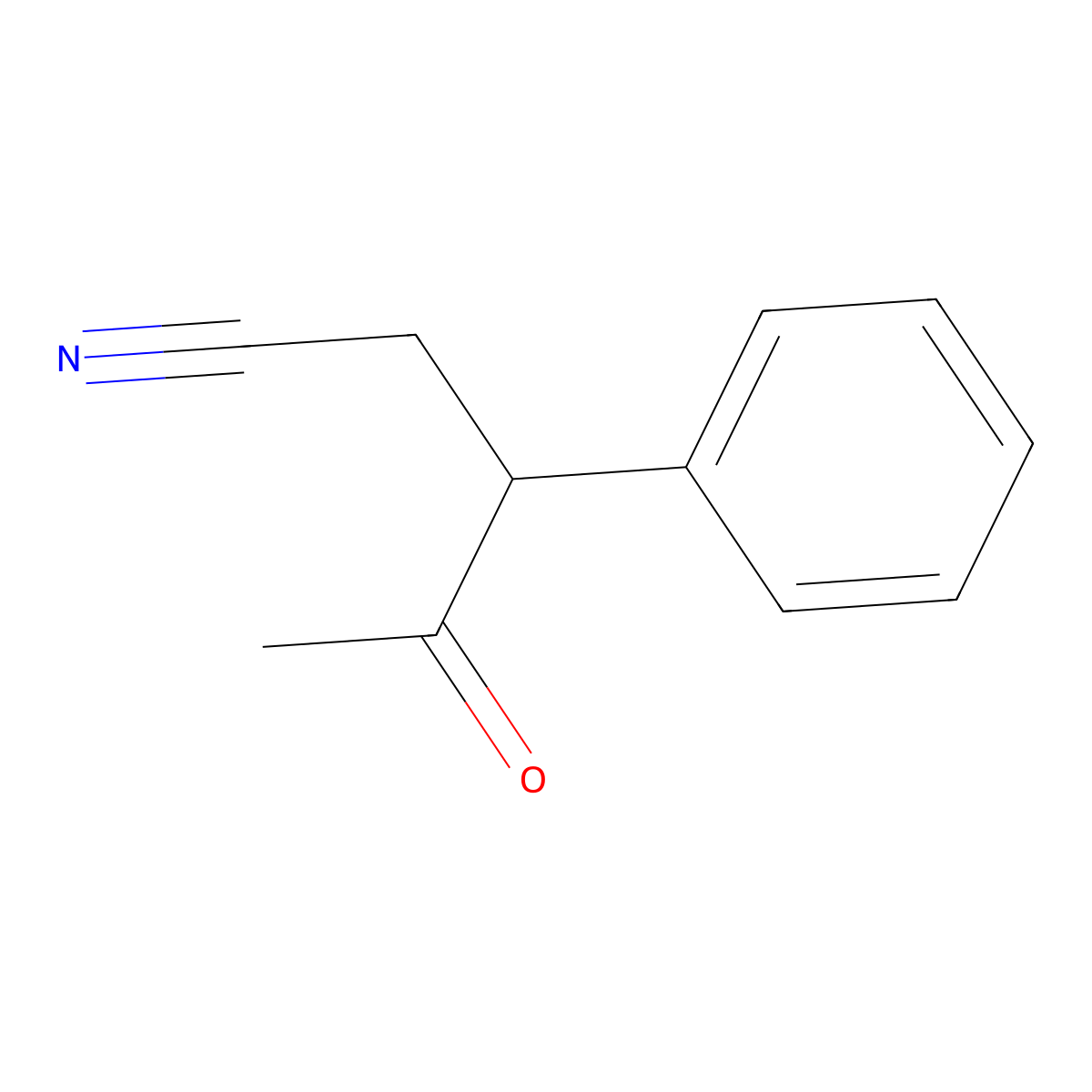 4-Oxo-3-phenylpentanenitrile molecular structure, CAS 21953-95-7