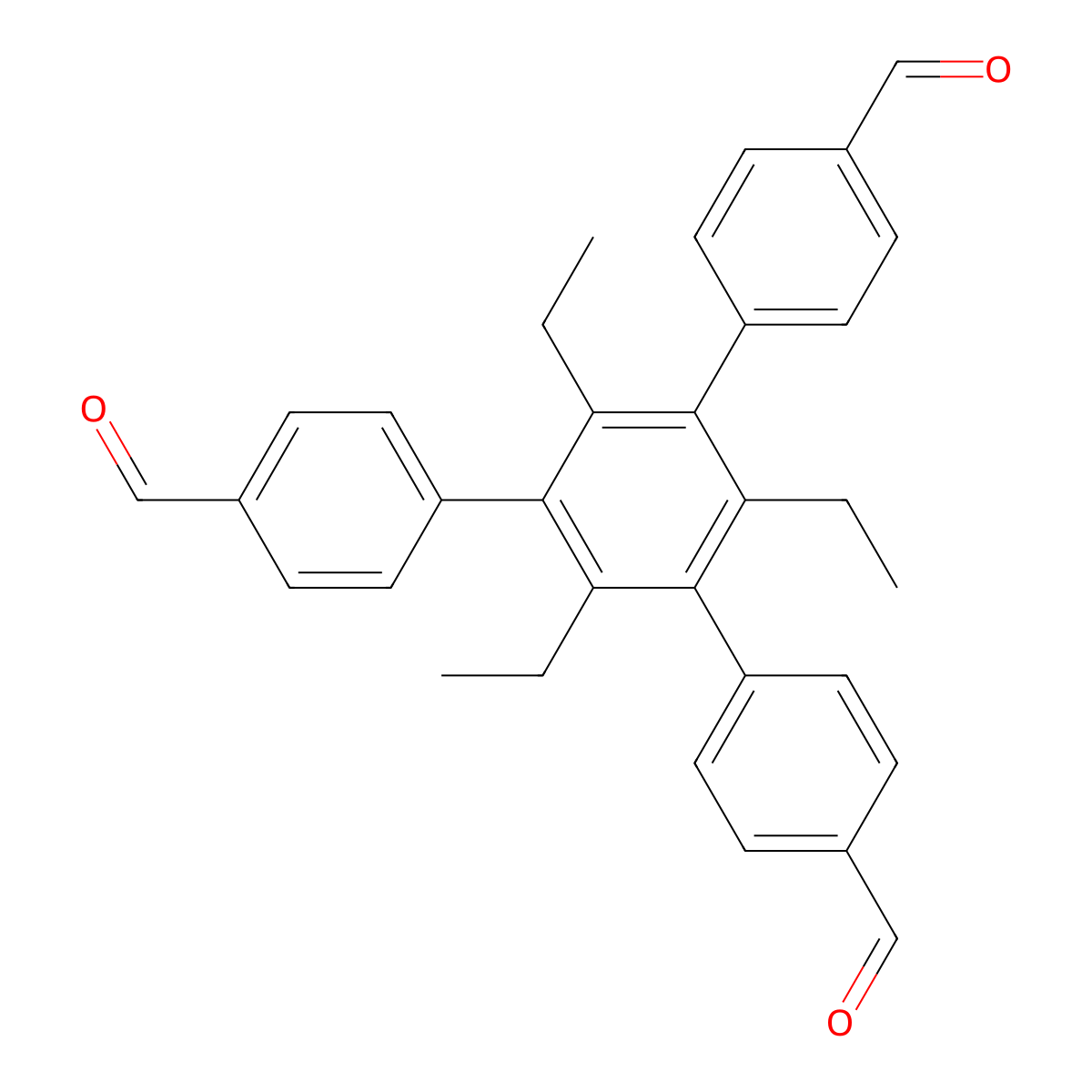 2',4',6'-Triethyl-5'-(4-formylphenyl)-[1,1':3',1''-terphenyl]-4,4''-dicarbaldehyde molecular structure, CAS 2195343-69-0