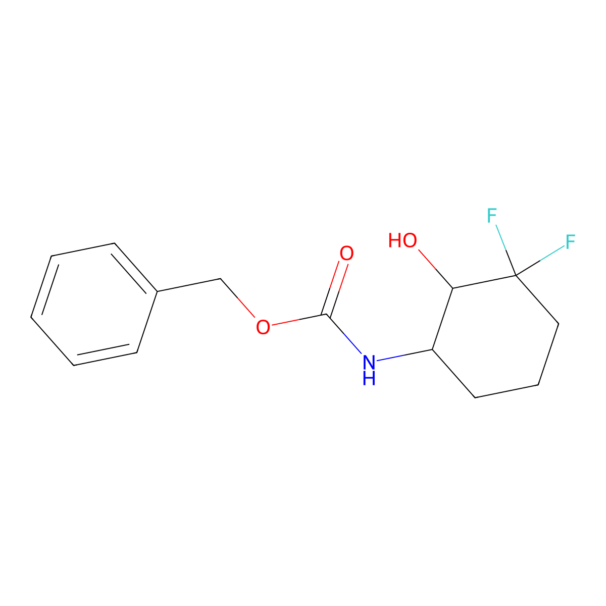 rac-benzyl N-[(1R,2S)-3,3-difluoro-2-hydroxycyclohexyl]carbamate molecular structure, CAS 2195351-01-8