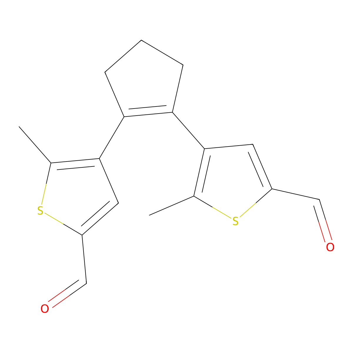 4,4'-(Cyclopent-1-ene-1,2-diyl)bis(5-methylthiophene-2-carbaldehyde) molecular structure, CAS 219537-99-2