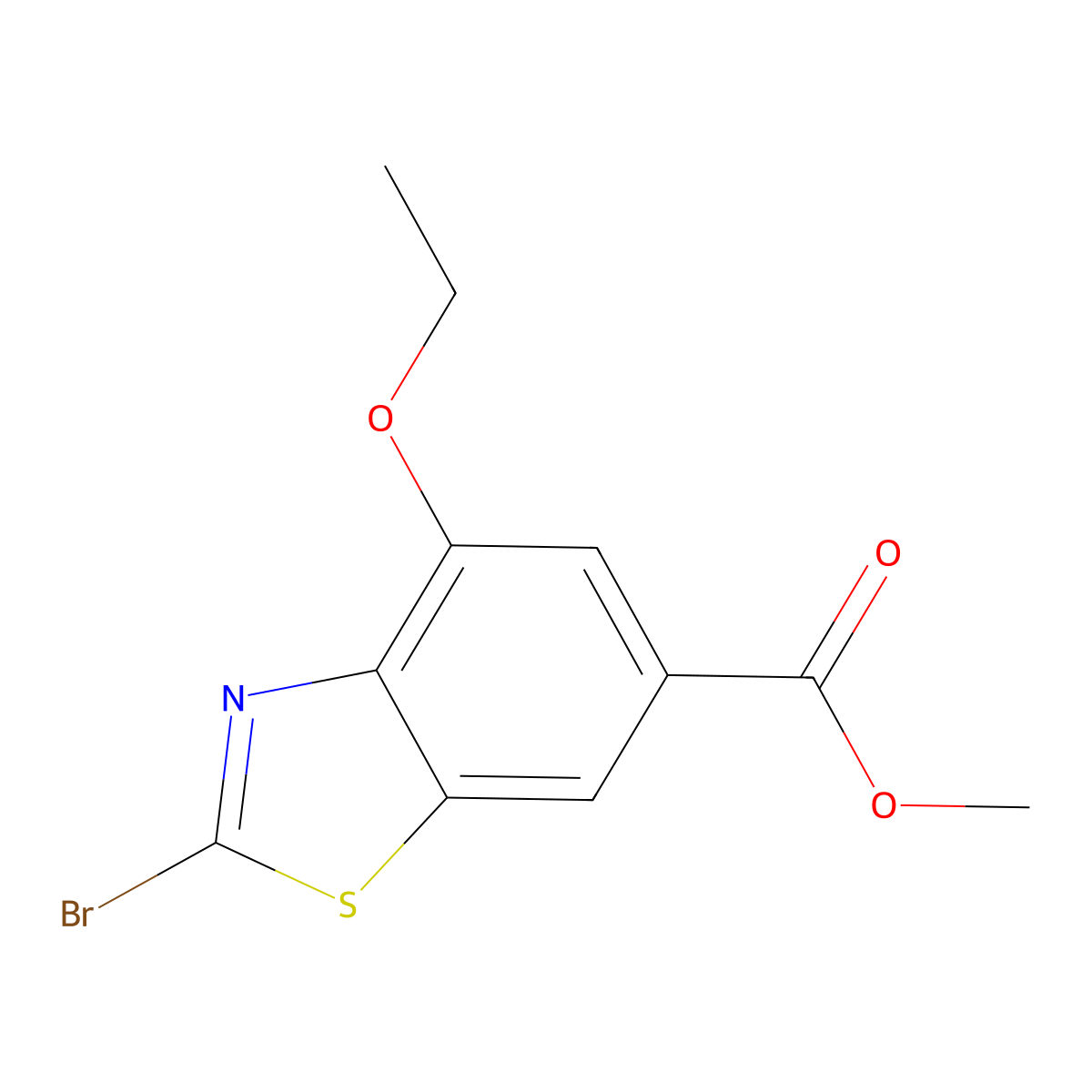 Methyl 2-bromo-4-ethoxy-6-benzothiazolecarboxylate molecular structure, CAS 2195385-17-0