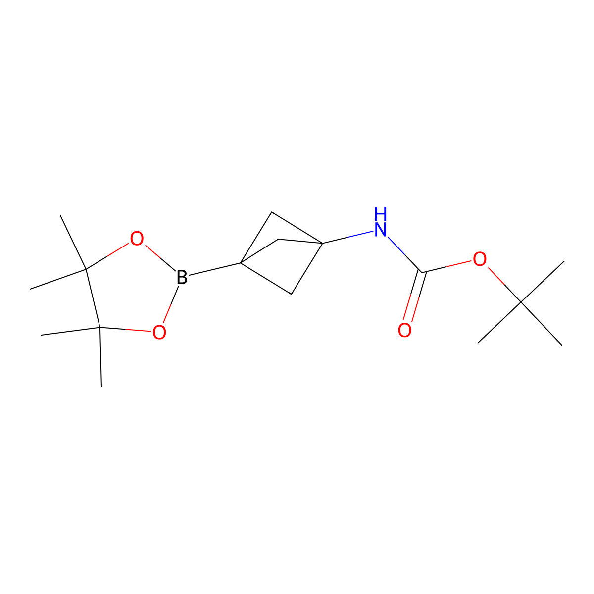 tert-butyl N-[3-(4,4,5,5-tetramethyl-1,3,2-dioxaborolan-2-yl)-1-bicyclo[1.1.1]pentanyl]carbamate molecular structure, CAS 2195389-86-5