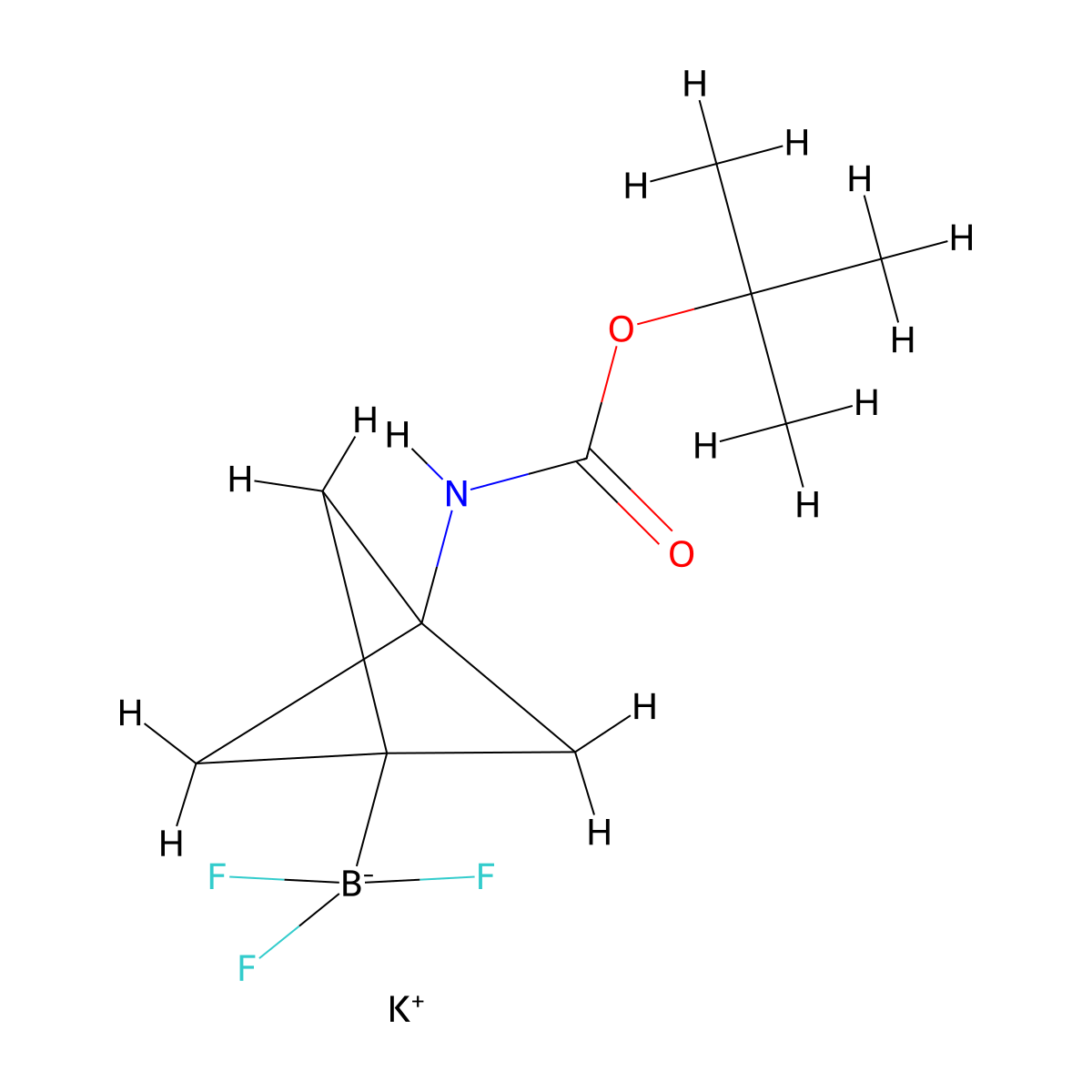 Potassium (3-(((tert-butoxy)carbonyl)amino)bicyclo(1.1.1)pentan-1-yl)trifluoroboranuide molecular structure, CAS 2195389-89-8