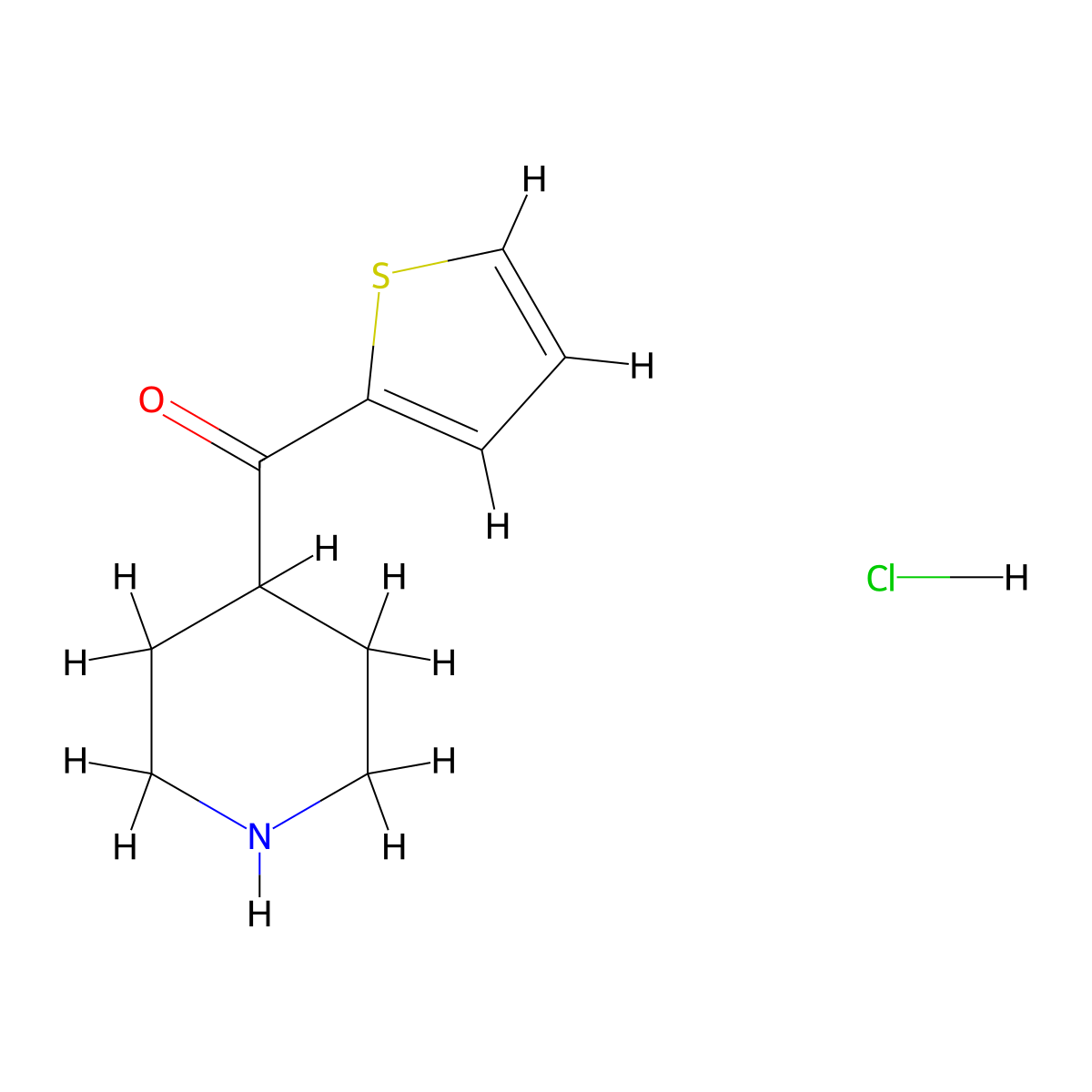 Piperidin-4-yl(thiophen-2-yl)methanone hydrochloride molecular structure, CAS 219540-76-8