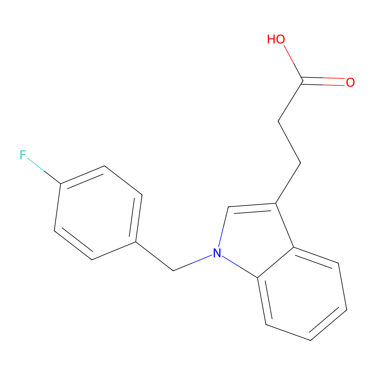 1H-Indole-3-propanoic acid, 1-[(4-fluorophenyl)methyl]- molecular structure, CAS 219544-69-1