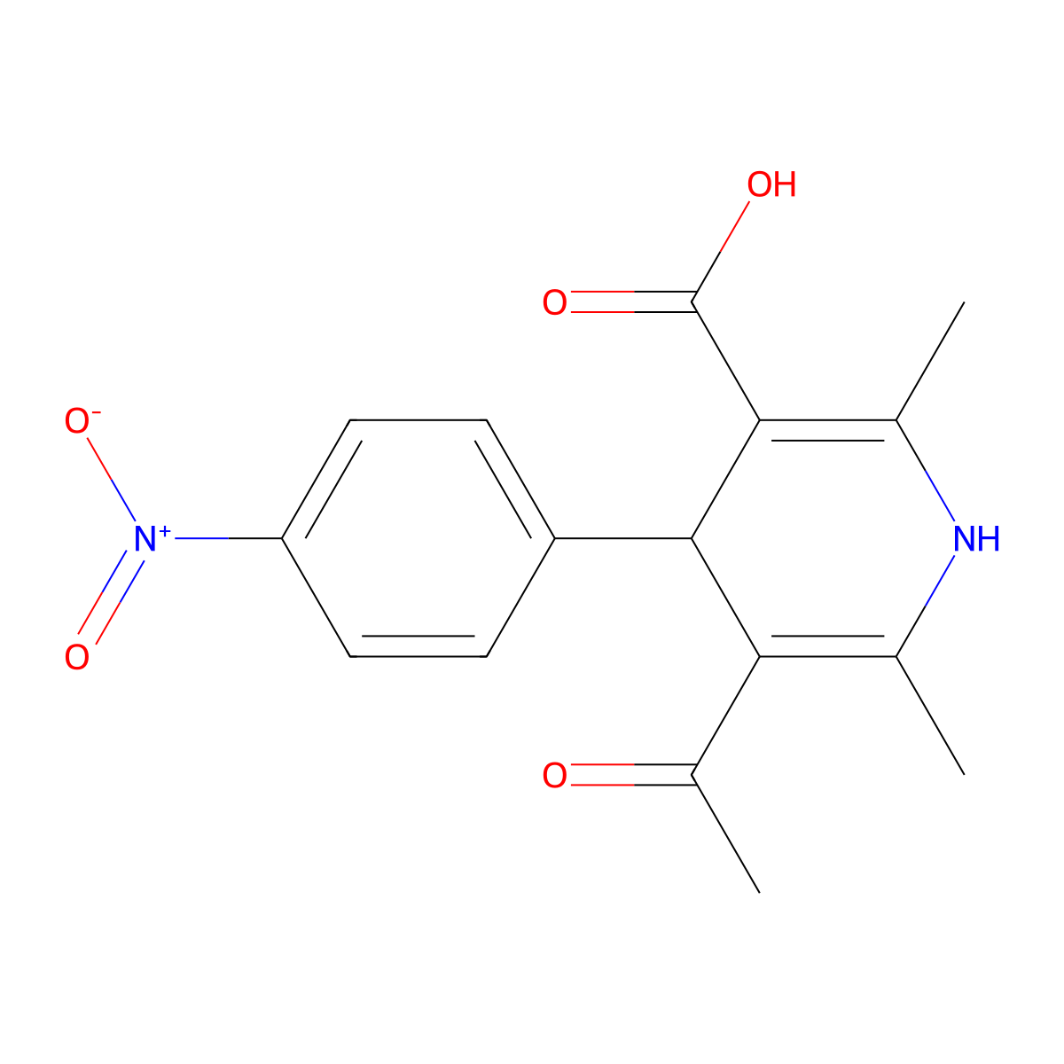 5-acetyl-2,6-dimethyl-4-(4-nitrophenyl)-1,4-dihydropyridine-3-carboxylic Acid molecular structure, CAS 219553-55-6