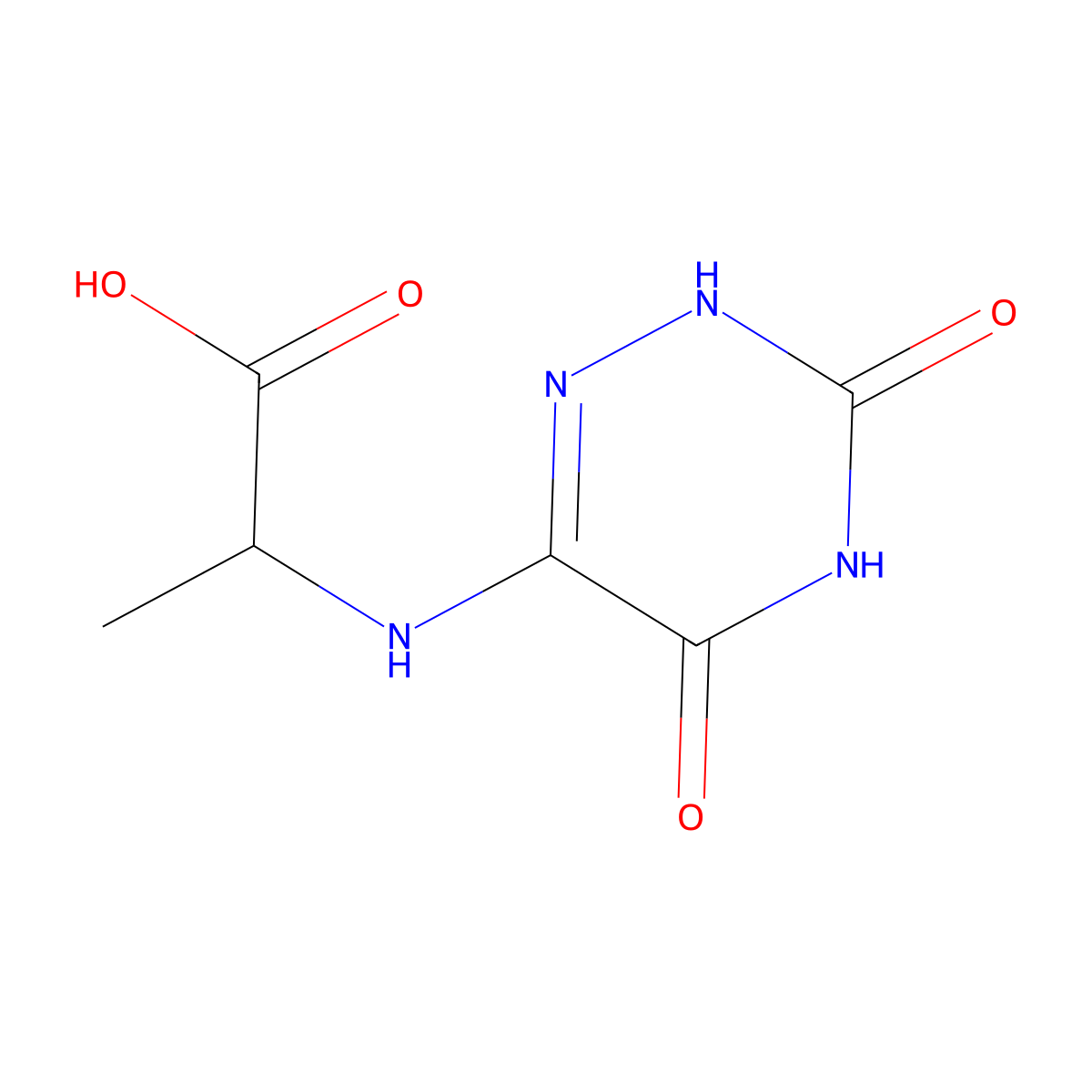 2-((3,5-Dioxo-2,3,4,5-tetrahydro-1,2,4-triazin-6-yl)amino)propanoic acid molecular structure, CAS 21957-56-2