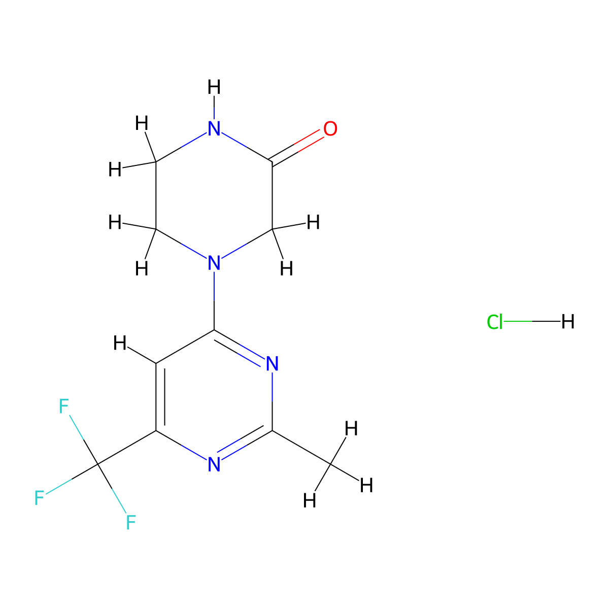 4-[2-Methyl-6-(trifluoromethyl)pyrimidin-4-yl]piperazin-2-one hydrochloride molecular structure, CAS 2195809-19-7