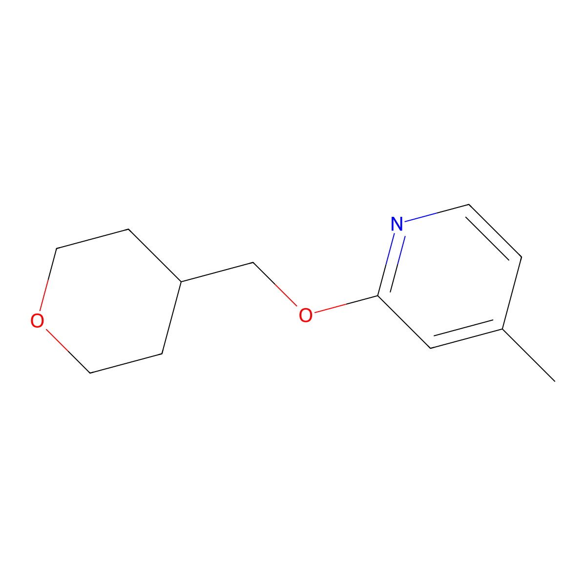 4-Methyl-2-[(oxan-4-yl)methoxy]pyridine molecular structure, CAS 2195809-83-5