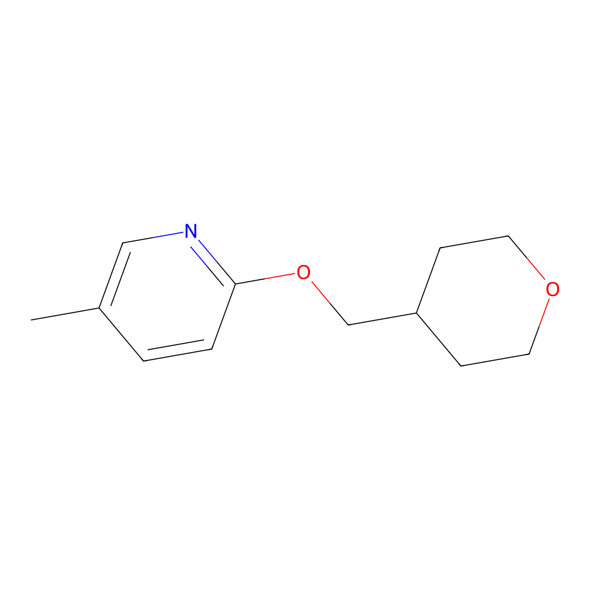 5-Methyl-2-[(oxan-4-yl)methoxy]pyridine molecular structure, CAS 2195809-93-7