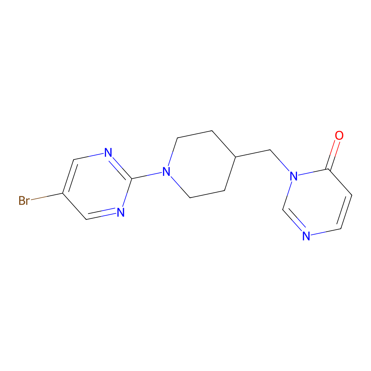 3-{[1-(5-Bromopyrimidin-2-yl)piperidin-4-yl]methyl}-3,4-dihydropyrimidin-4-one molecular structure, CAS 2195810-26-3