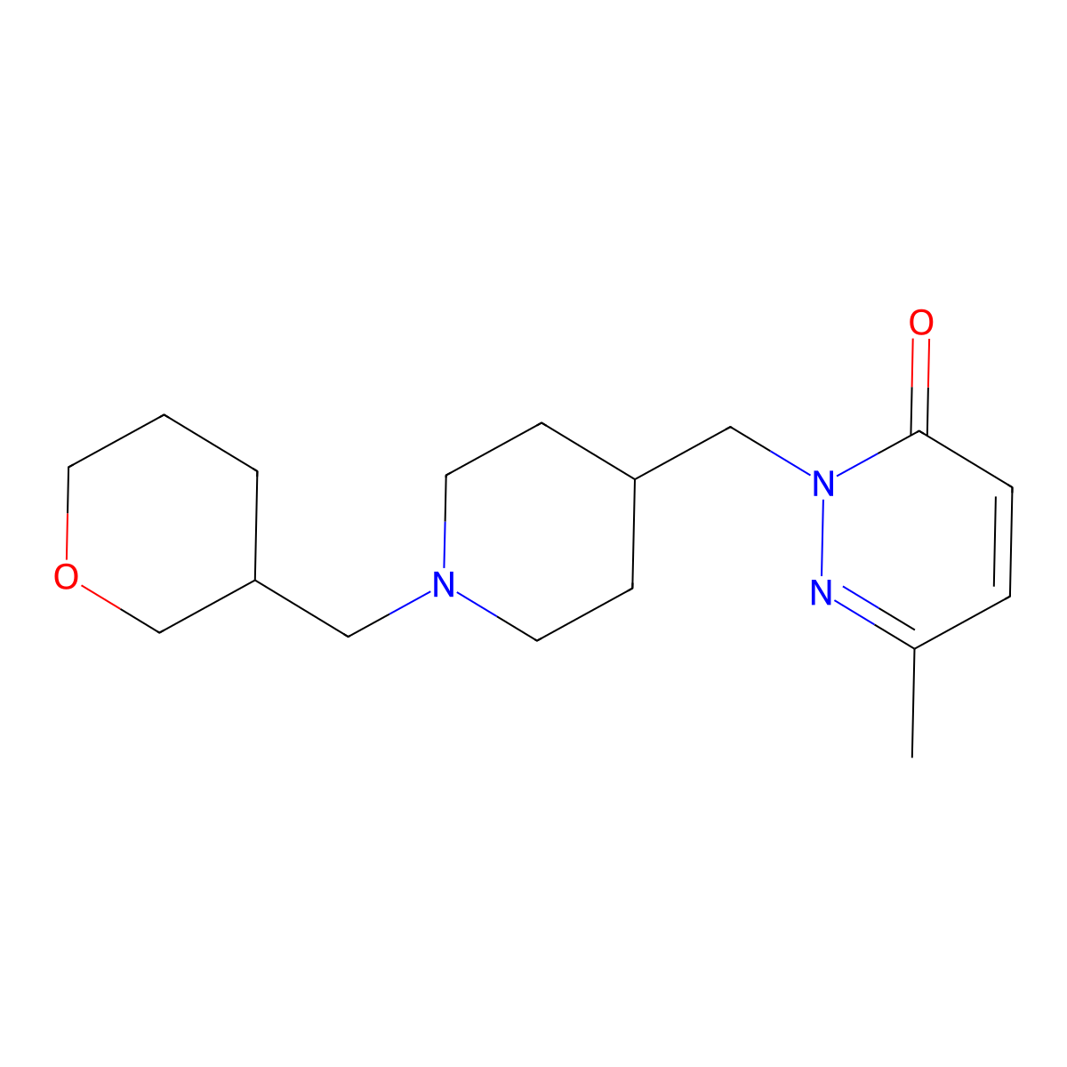 6-Methyl-2-({1-[(oxan-3-yl)methyl]piperidin-4-yl}methyl)-2,3-dihydropyridazin-3-one molecular structure, CAS 2195810-38-7