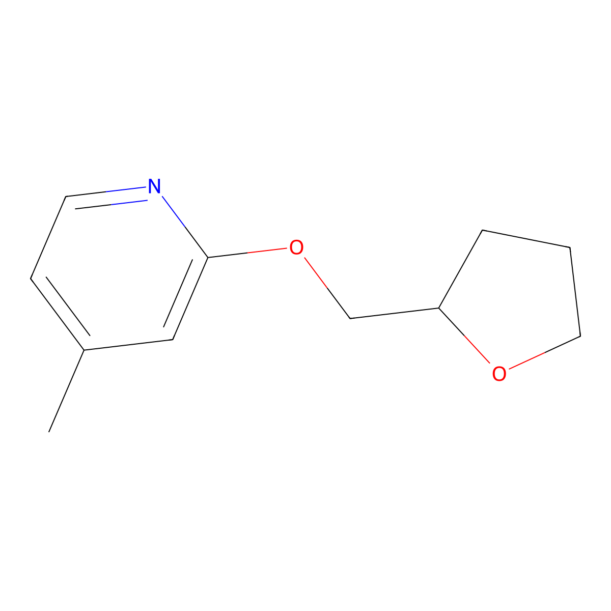 4-Methyl-2-[(oxolan-2-yl)methoxy]pyridine molecular structure, CAS 2195810-71-8
