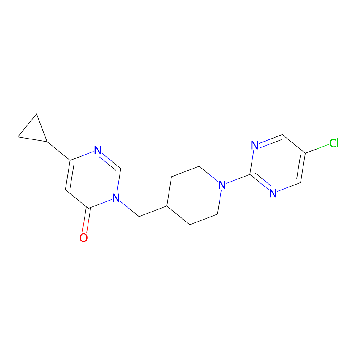 3-{[1-(5-Chloropyrimidin-2-yl)piperidin-4-yl]methyl}-6-cyclopropyl-3,4-dihydropyrimidin-4-one molecular structure, CAS 2195810-81-0