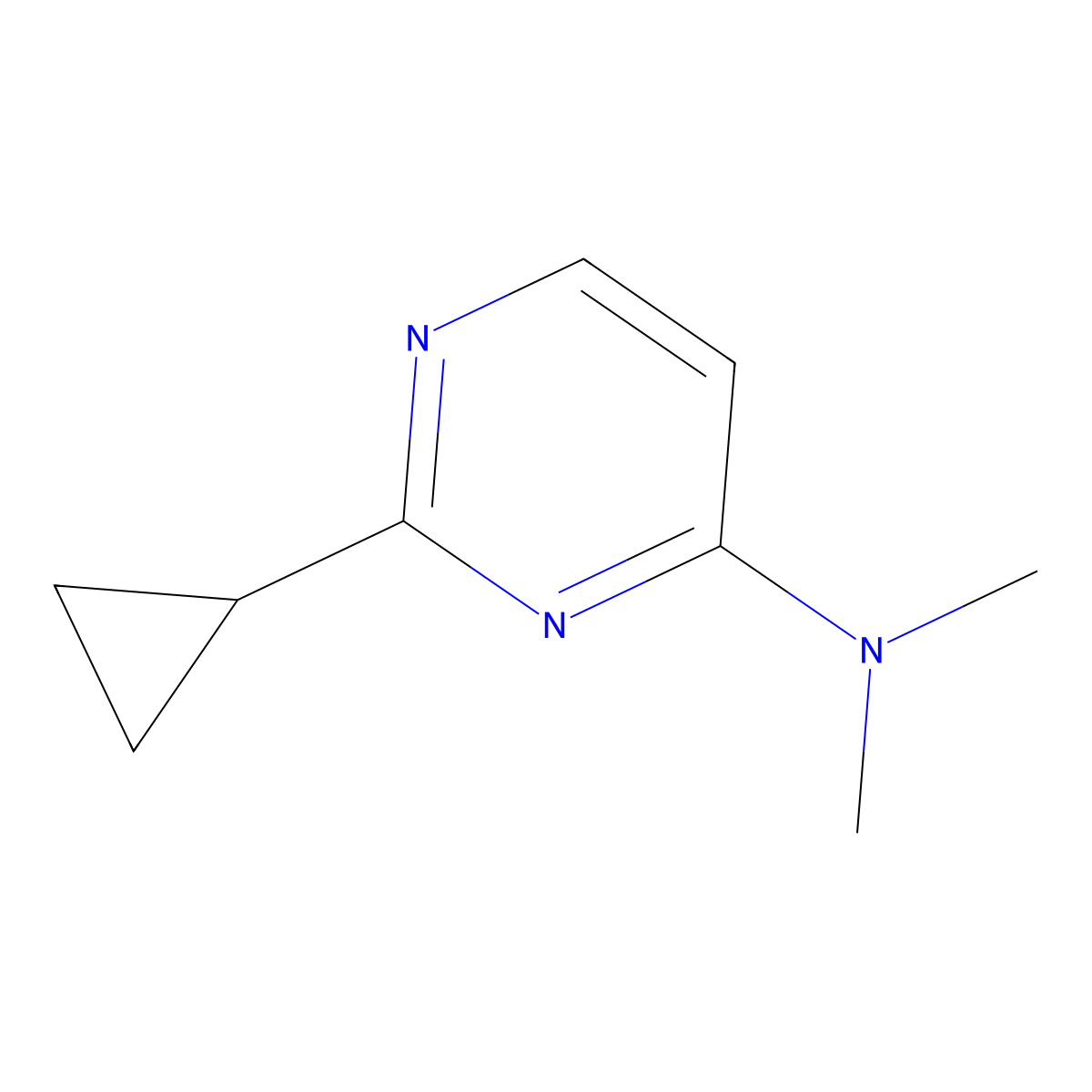 2-cyclopropyl-N,N-dimethylpyrimidin-4-amine molecular structure, CAS 2195811-53-9