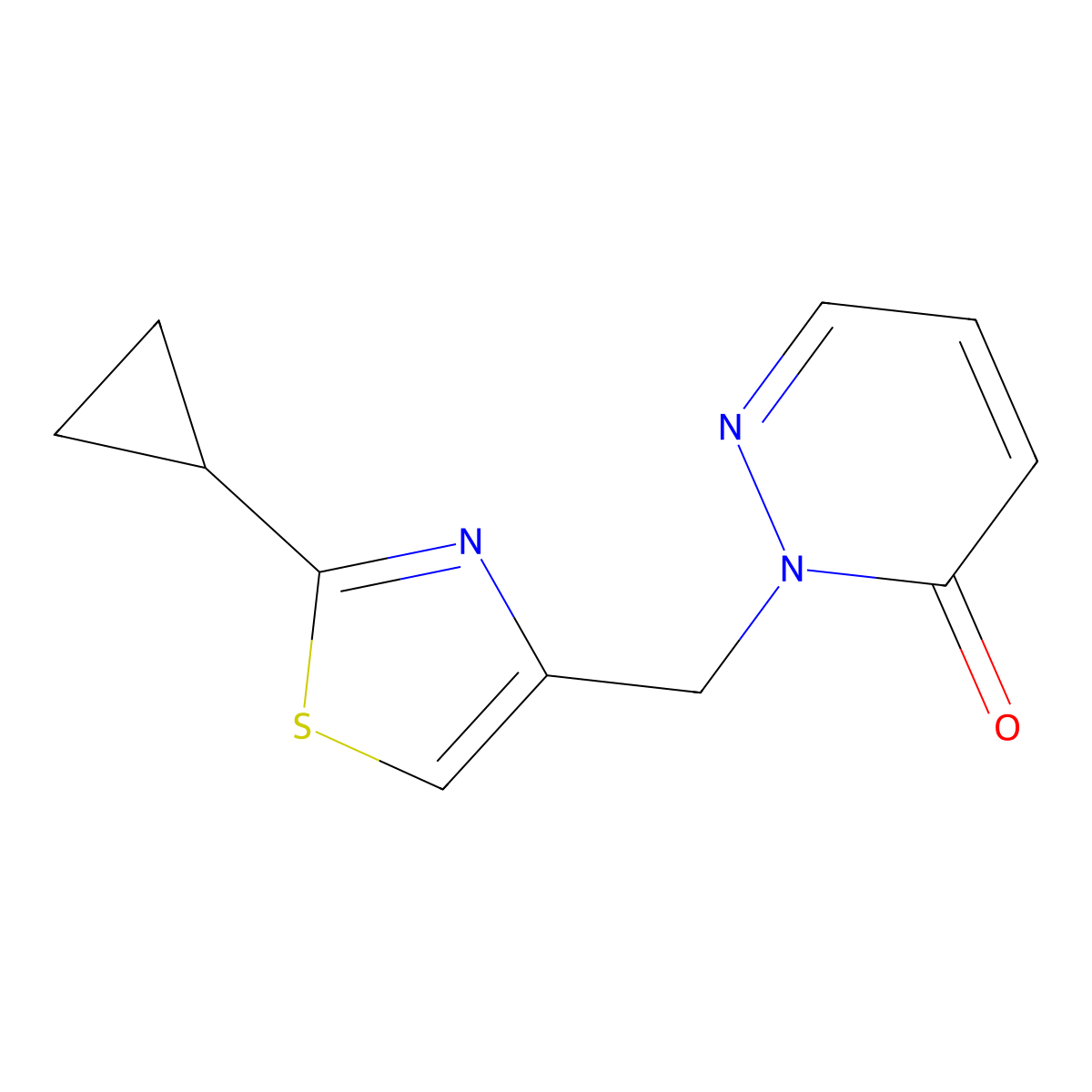 2-[(2-Cyclopropyl-1,3-thiazol-4-yl)methyl]-2,3-dihydropyridazin-3-one molecular structure, CAS 2195811-60-8