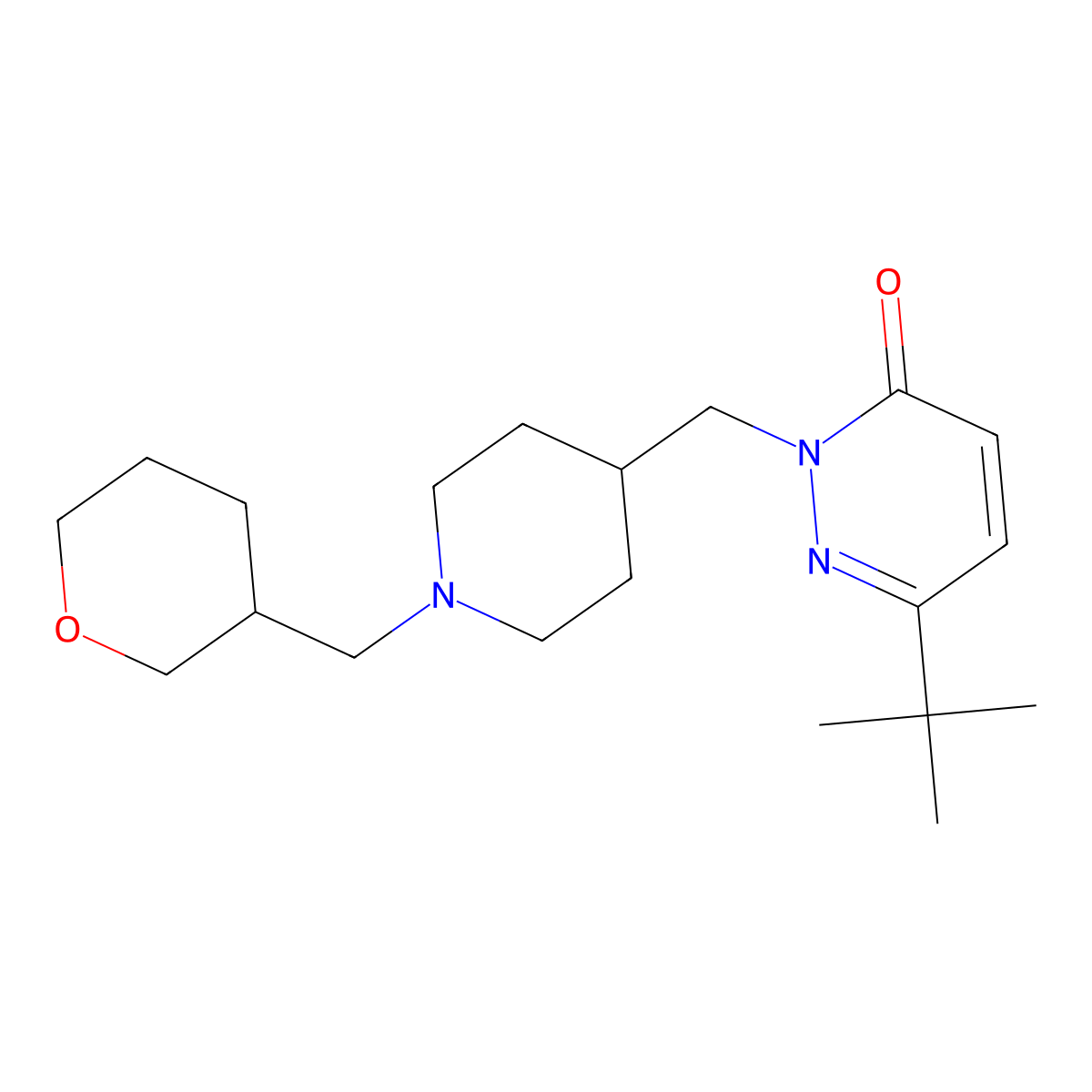 6-Tert-butyl-2-({1-[(oxan-3-yl)methyl]piperidin-4-yl}methyl)-2,3-dihydropyridazin-3-one molecular structure, CAS 2195811-67-5