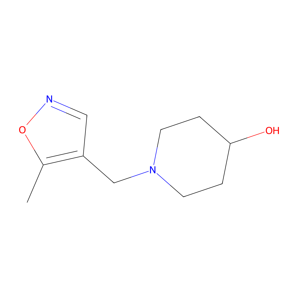 1-[(5-Methyl-1,2-oxazol-4-yl)methyl]piperidin-4-ol molecular structure, CAS 2195815-91-7