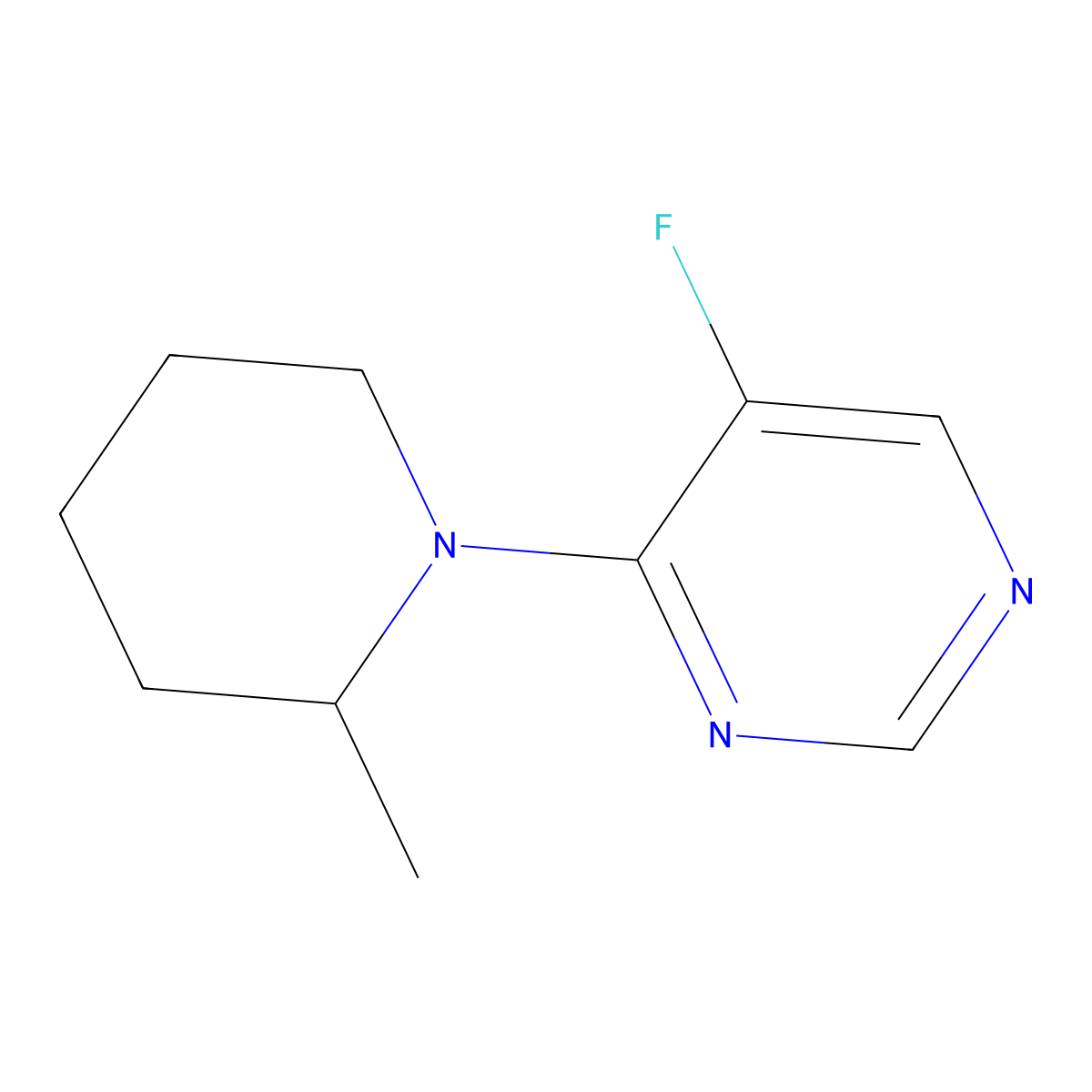 5-Fluoro-4-(2-methylpiperidin-1-yl)pyrimidine molecular structure, CAS 2195816-00-1