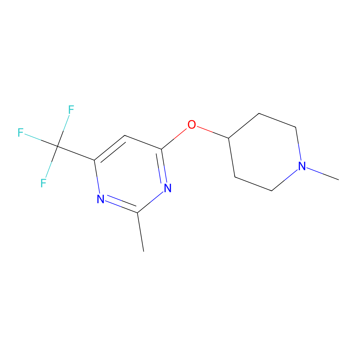 2-Methyl-4-[(1-methylpiperidin-4-yl)oxy]-6-(trifluoromethyl)pyrimidine molecular structure, CAS 2195816-24-9