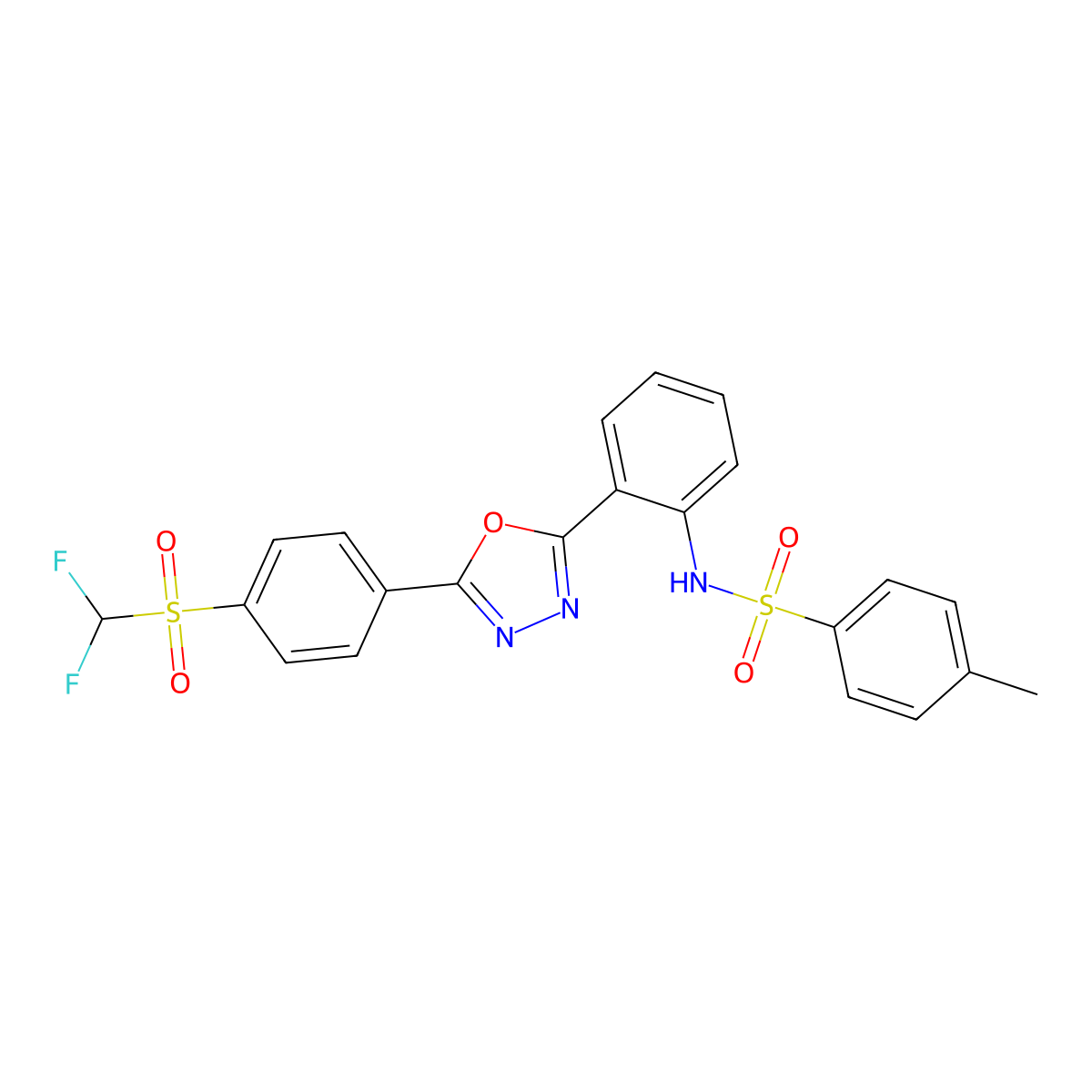 N-(2-(5-(4-((difluoromethyl)sulfonyl)phenyl)-1,3,4-oxadiazol-2-yl)phenyl)-4-methylbenzenesulfonamide molecular structure, CAS 2195873-83-5