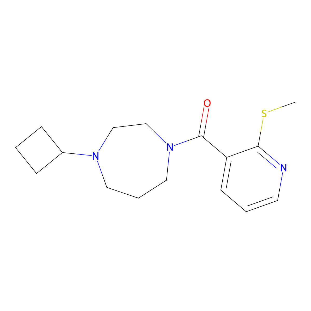 1-Cyclobutyl-4-[2-(methylsulfanyl)pyridine-3-carbonyl]-1,4-diazepane molecular structure, CAS 2195874-68-9