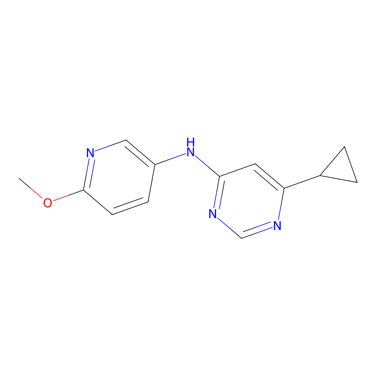 6-cyclopropyl-N-(6-methoxypyridin-3-yl)pyrimidin-4-amine molecular structure, CAS 2195874-71-4