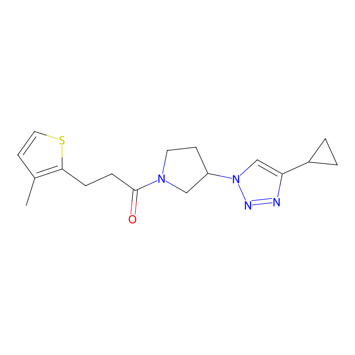 1-[3-(4-cyclopropyl-1H-1,2,3-triazol-1-yl)pyrrolidin-1-yl]-3-(3-methylthiophen-2-yl)propan-1-one molecular structure, CAS 2195874-82-7