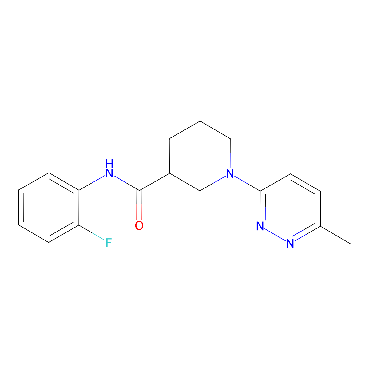 N-(2-fluorophenyl)-1-(6-methylpyridazin-3-yl)piperidine-3-carboxamide molecular structure, CAS 2195875-04-6
