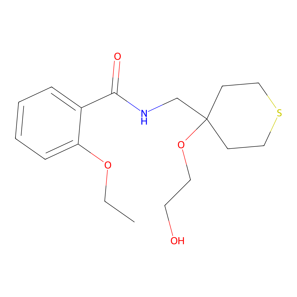 2-ethoxy-N-{[4-(2-hydroxyethoxy)thian-4-yl]methyl}benzamide molecular structure, CAS 2195875-20-6