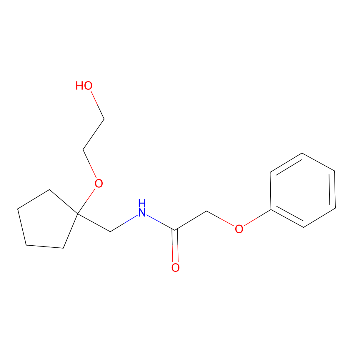 N-{[1-(2-hydroxyethoxy)cyclopentyl]methyl}-2-phenoxyacetamide molecular structure, CAS 2195875-55-7